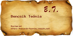 Bencsik Teónia névjegykártya
